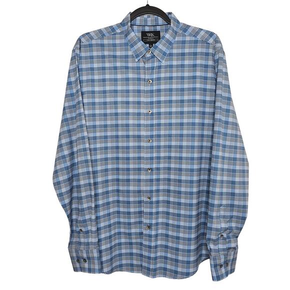 WRK New York 4-Way Stretch Plaid Button Down Shirt Mens Sz Large Business Casual - Picture 2 of 7